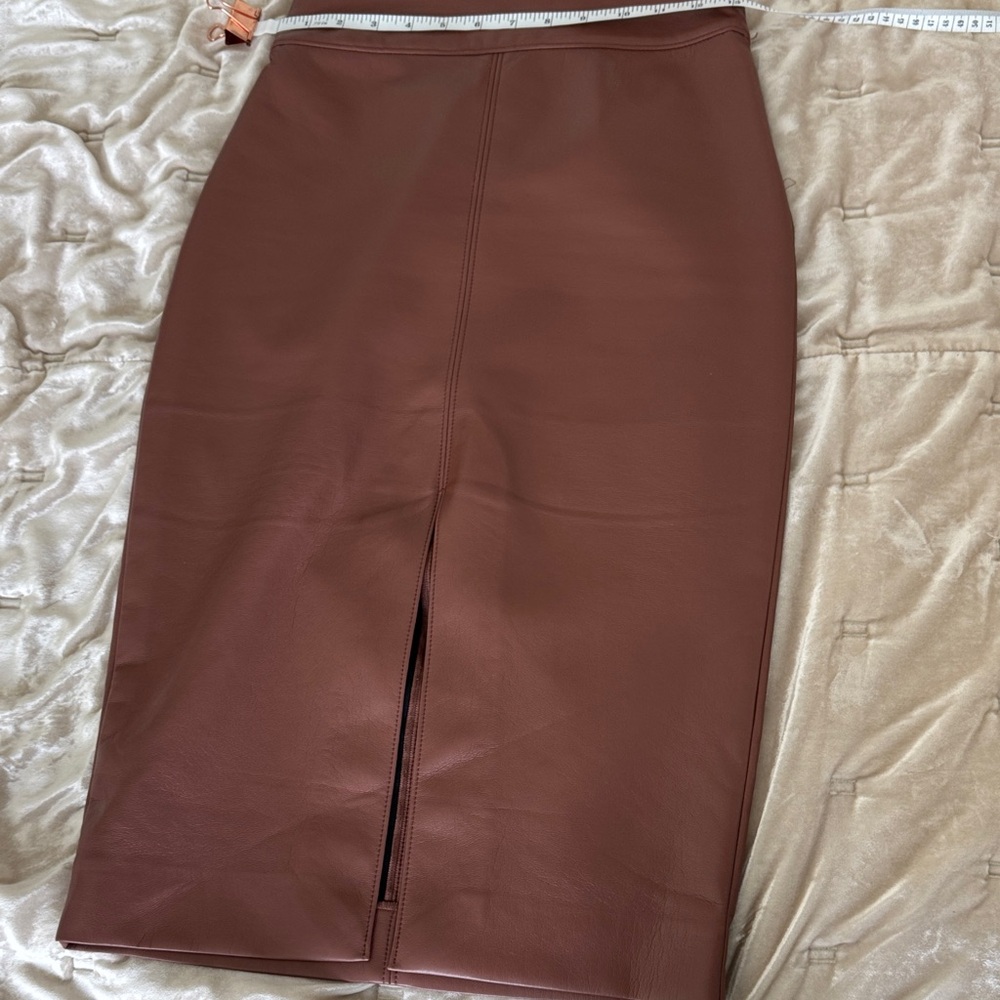 Aritzia Babaton Faux Leather Chocolate Brown Pencil Skirt